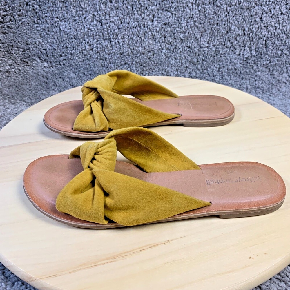 Jeffrey Campbell Sandals Womens‎ 7 Zocalo Slide Mustard Suede Knotted Flats 38